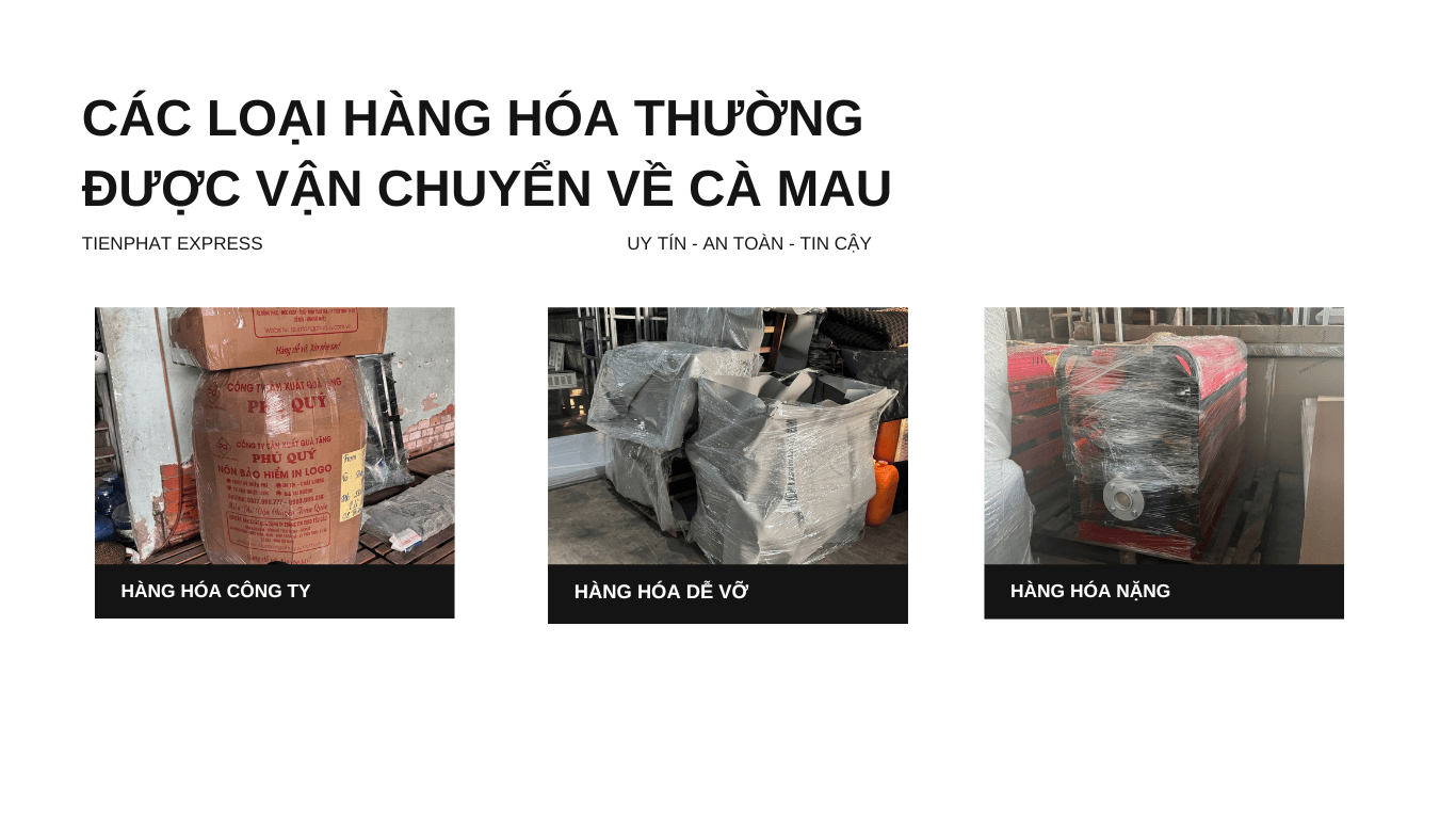 các loại hàng hóa vận tải tiến phát phát về cà mau