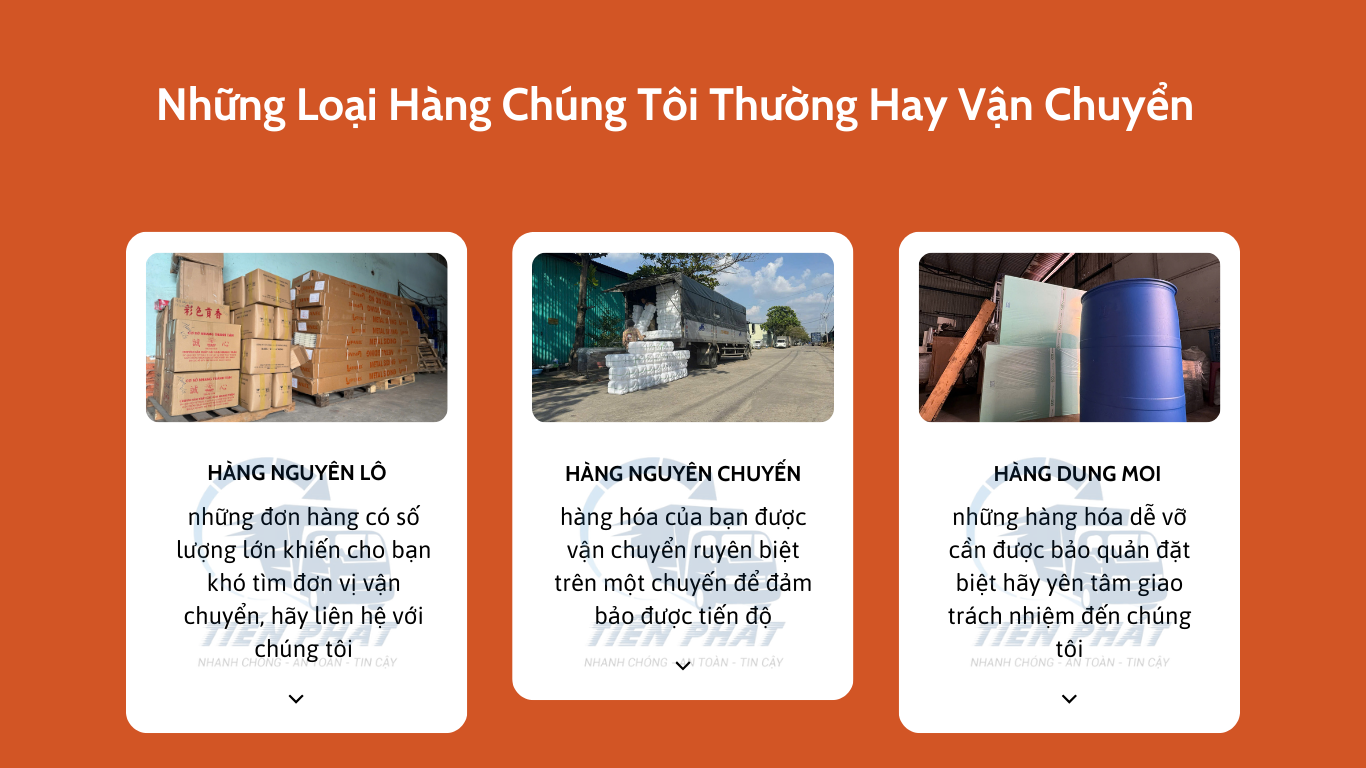 những loại hàng hóa chúng tôi nhận vận chuyển 