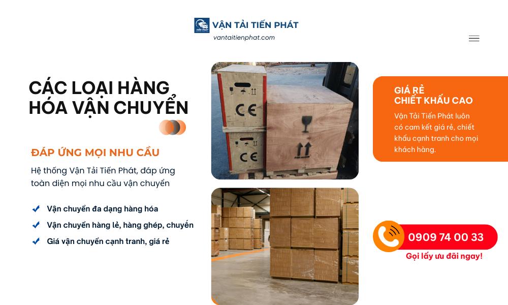 các loại hàng hóa Vận Tải Tiến Phát nhận vận chuyển