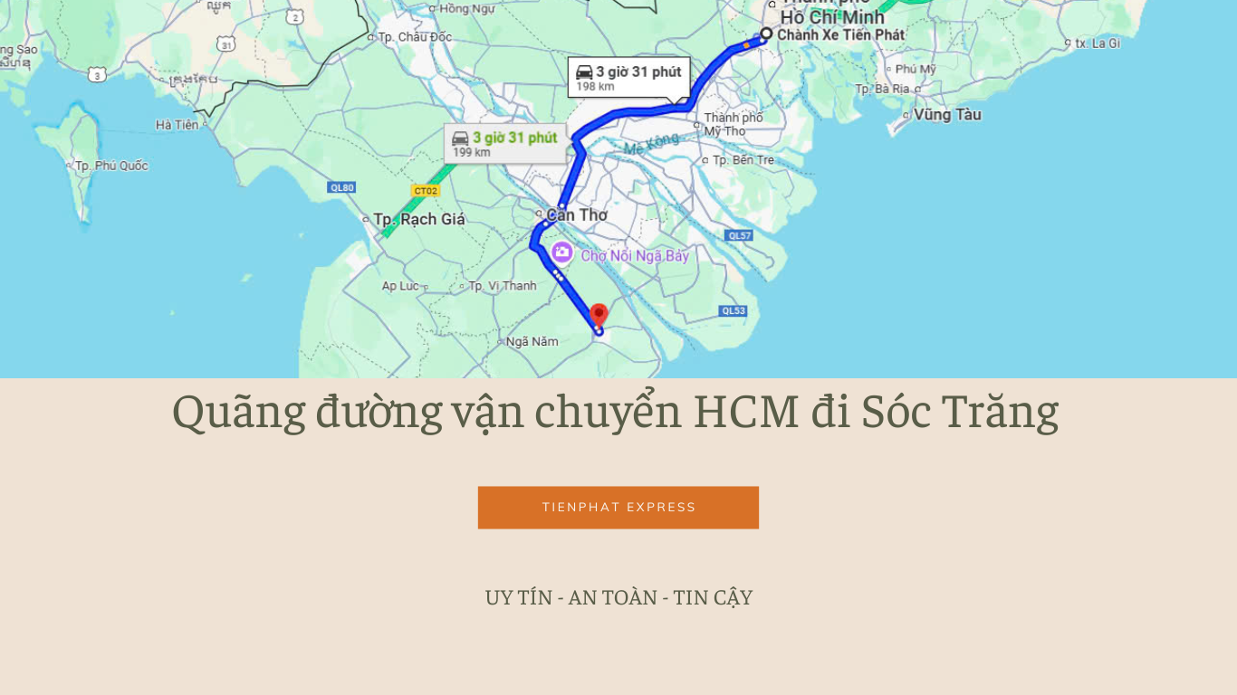 quãng đường vận chuyển HCM đi sóc trăng