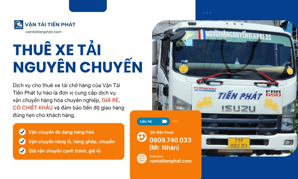 Dịch vụ thuê xe tải nguyên chuyến chở hàng HCM đi Trà Vinh