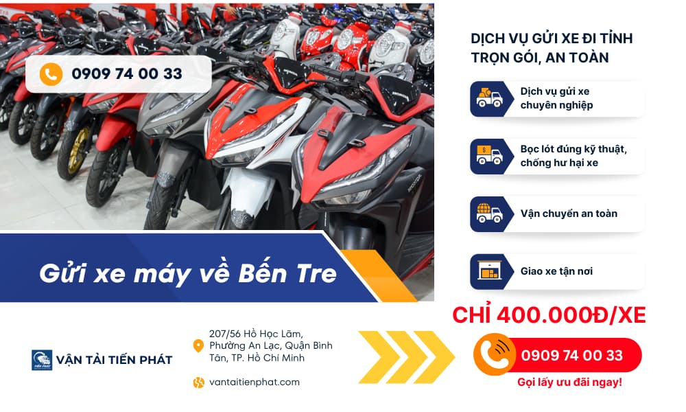 Gửi xe máy về Bến Tre