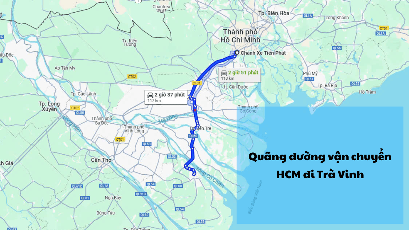 quãng đường vận chuyển hcm đi trà vinh