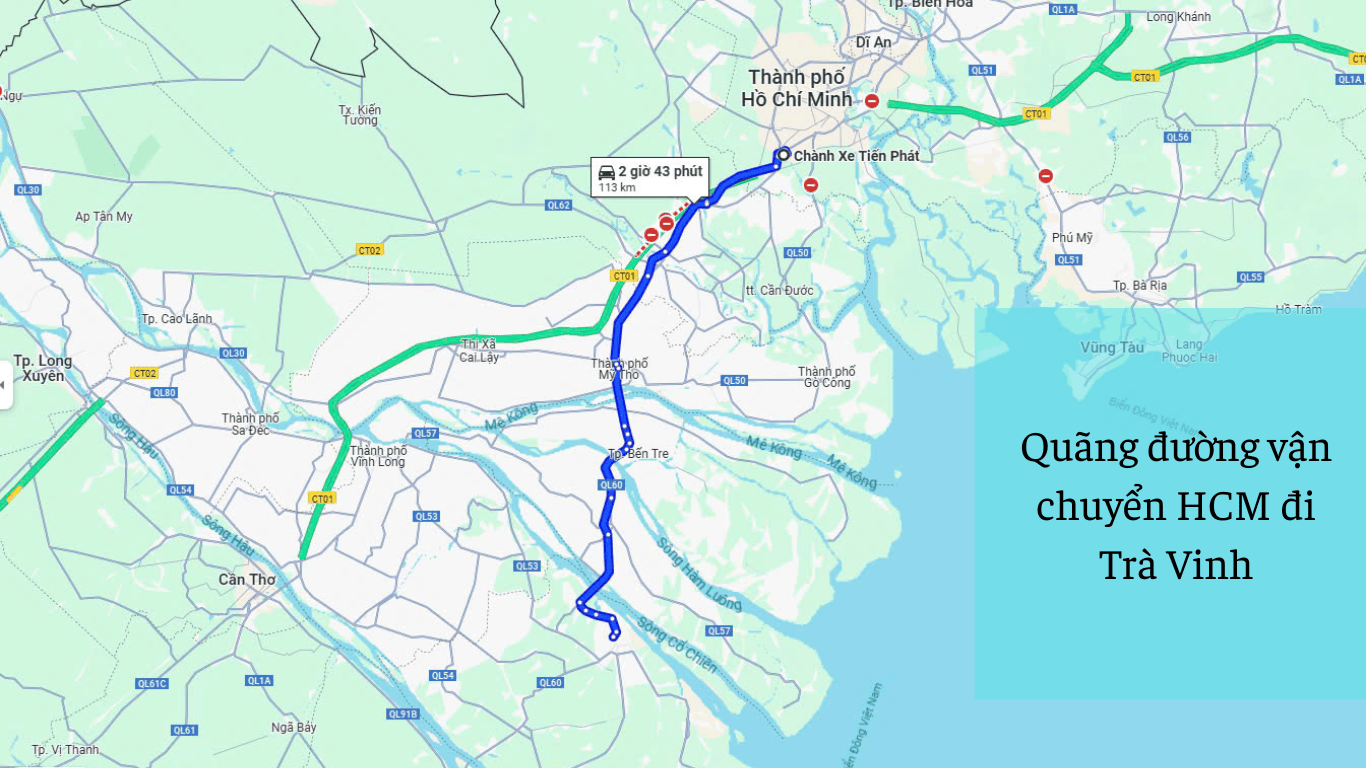 quãng đường vận chuyển hcm đi trà vinh