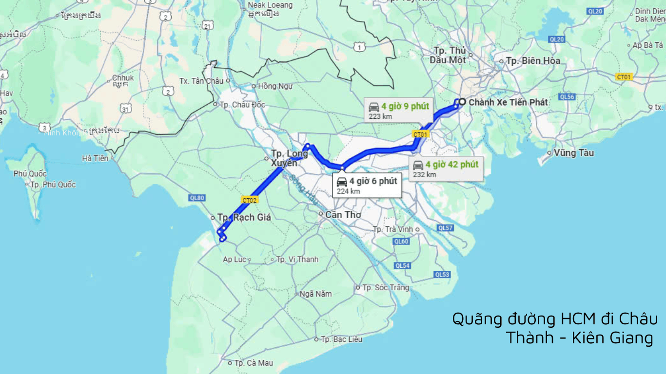 quãng đường hcm đi châu thành kiên giang