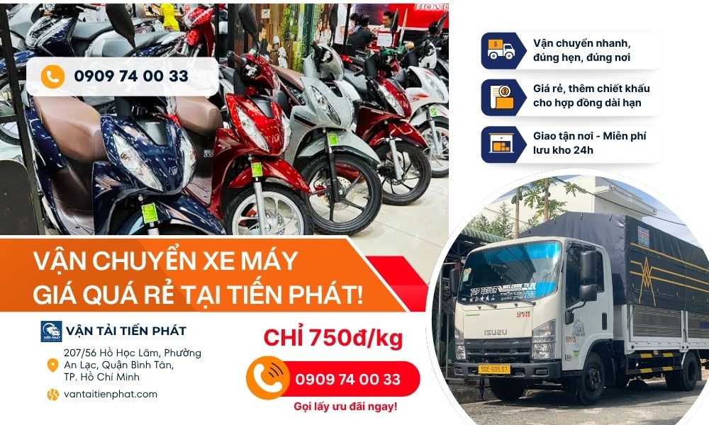 Vận chuyển xe máy liên tỉnh giá rẻ chỉ 400k/chiếc